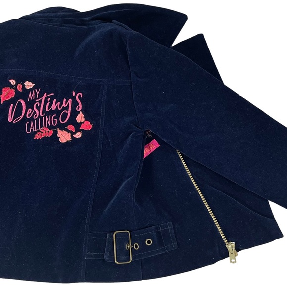 Disneys Frozen size 4t navy blue velvet gold zip up jacket, Anna & floral design - Picture 8 of 11